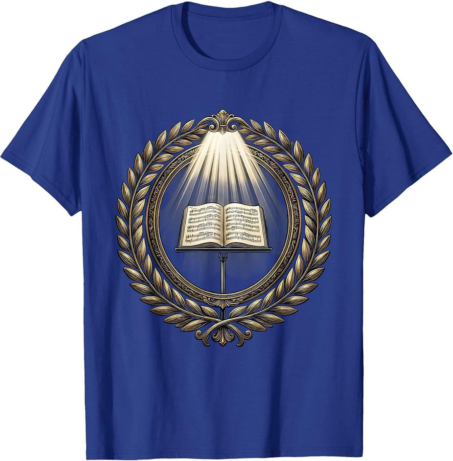 Music Stand Spotlight Music Teacher Graphic T-Shirt - Royal Blue