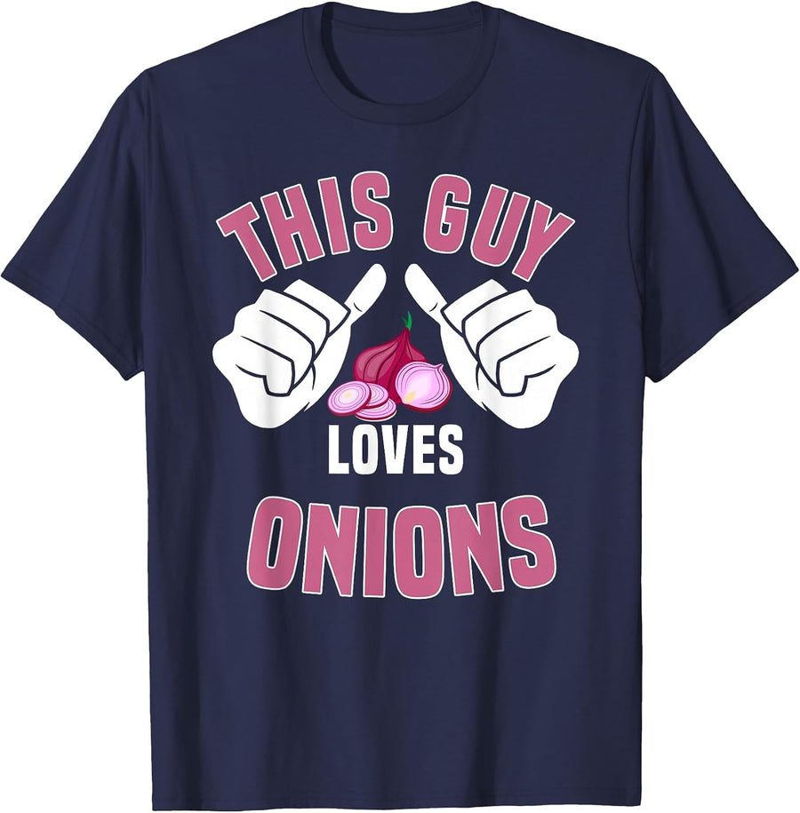 Funny Onions Lover Design Vegetables Onion T-Shirt - Navy Blue
