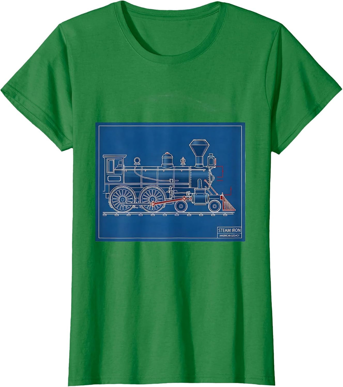 Women's Steam Iron American Legacy Vintage Steam Locomotive Train T-Shirt - Kelly Green