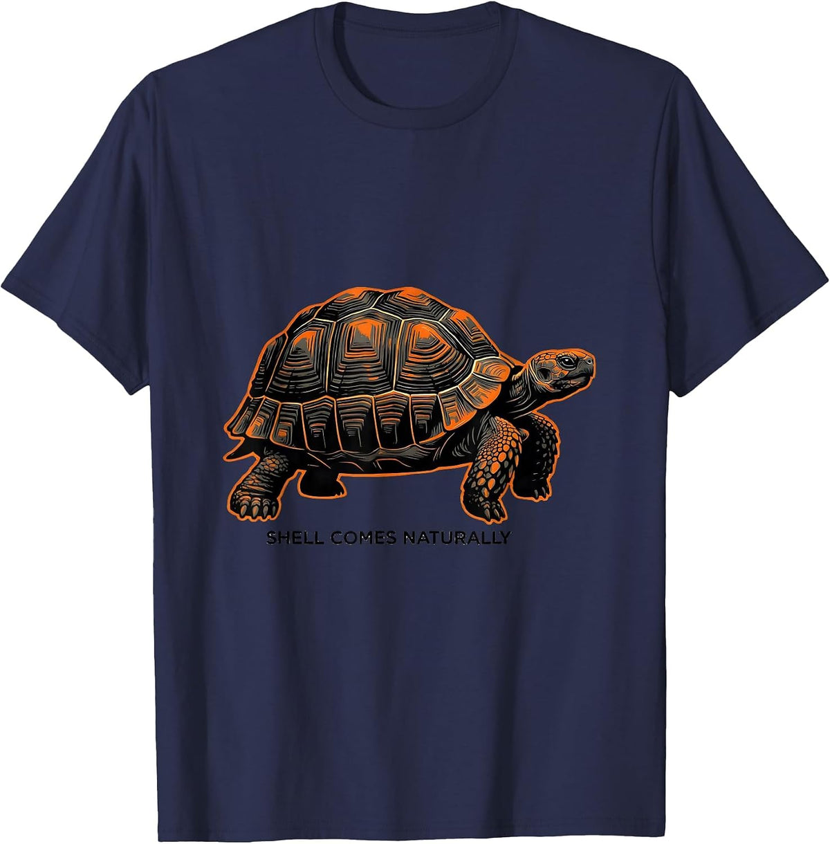 Shell Comes Naturally Funny Tortoise Lover Pet Humor T-Shirt - Navy Blue
