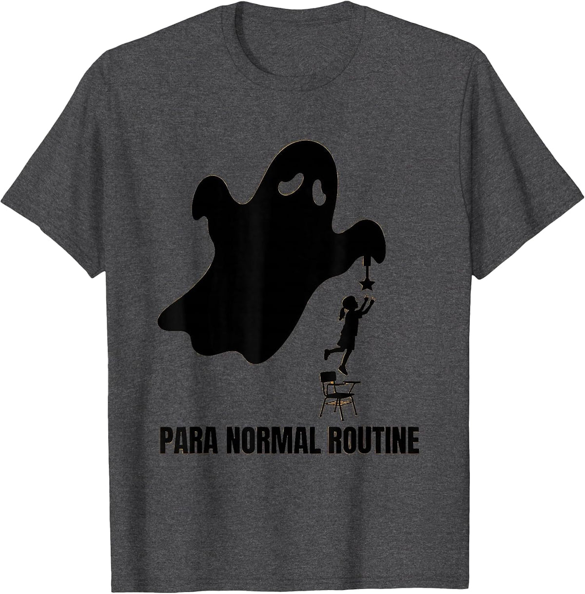 Para Normal Routine Funny Ghost Paraprofessional Halloween T-Shirt - Dark Heather Grey
