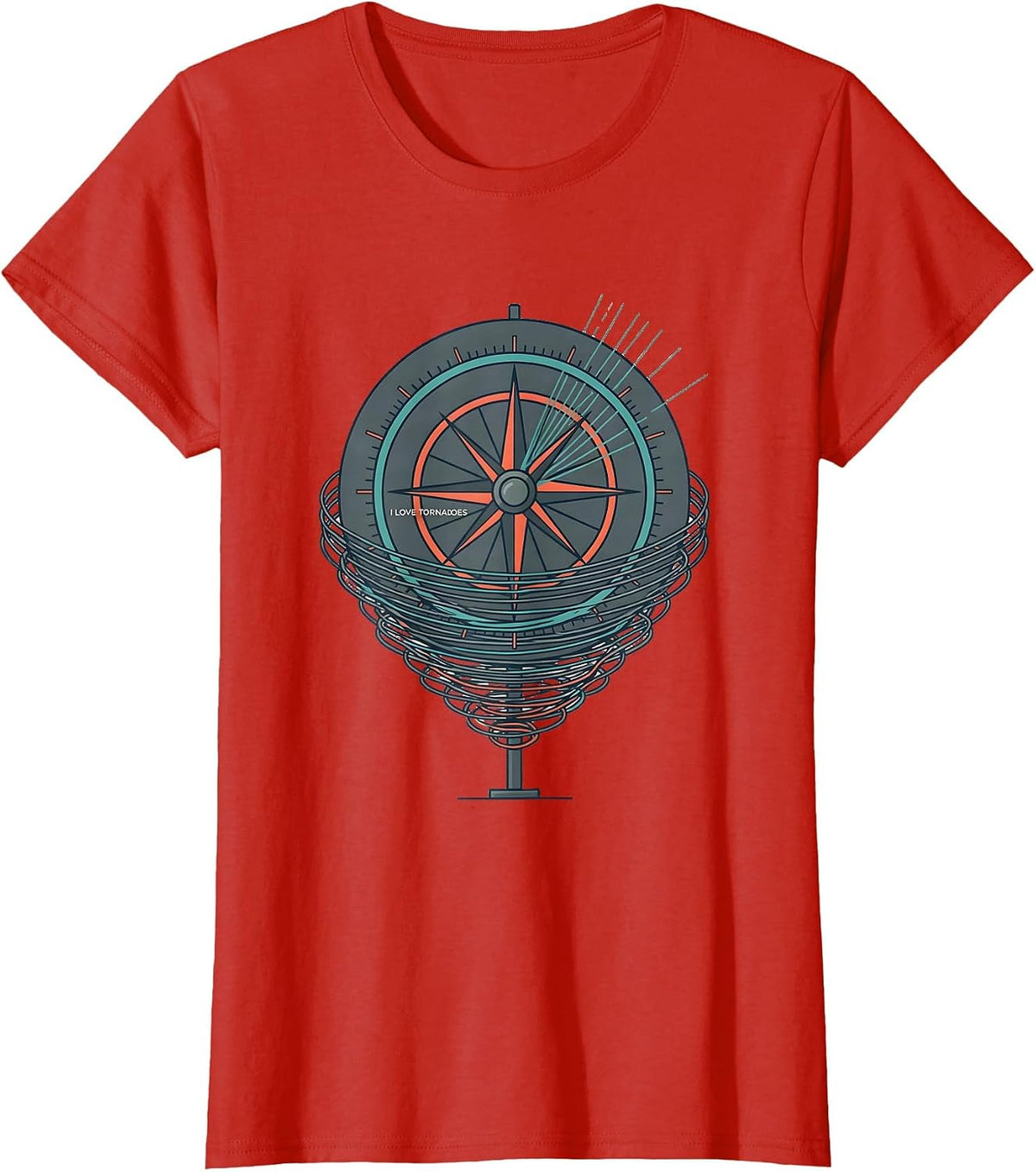 Women's I Love Tornadoes Flat Vector Storm Chaser Meteorology T-Shirt - Red