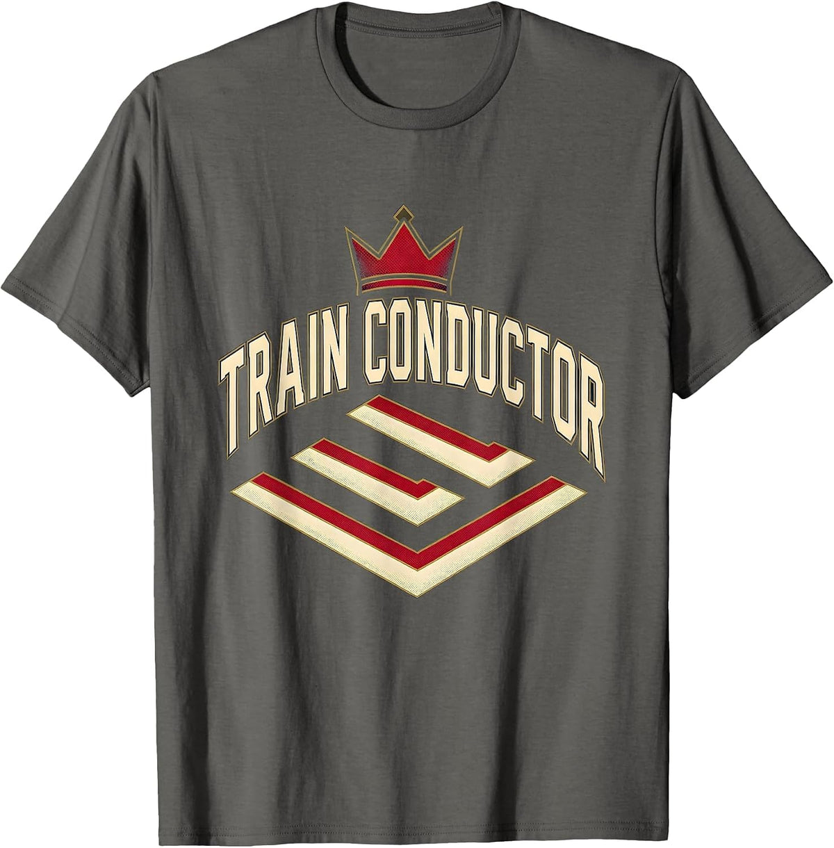 Men's Train Conductor Sports Costume Halloween Party Novelty T-Shirt - Asphalt Grey