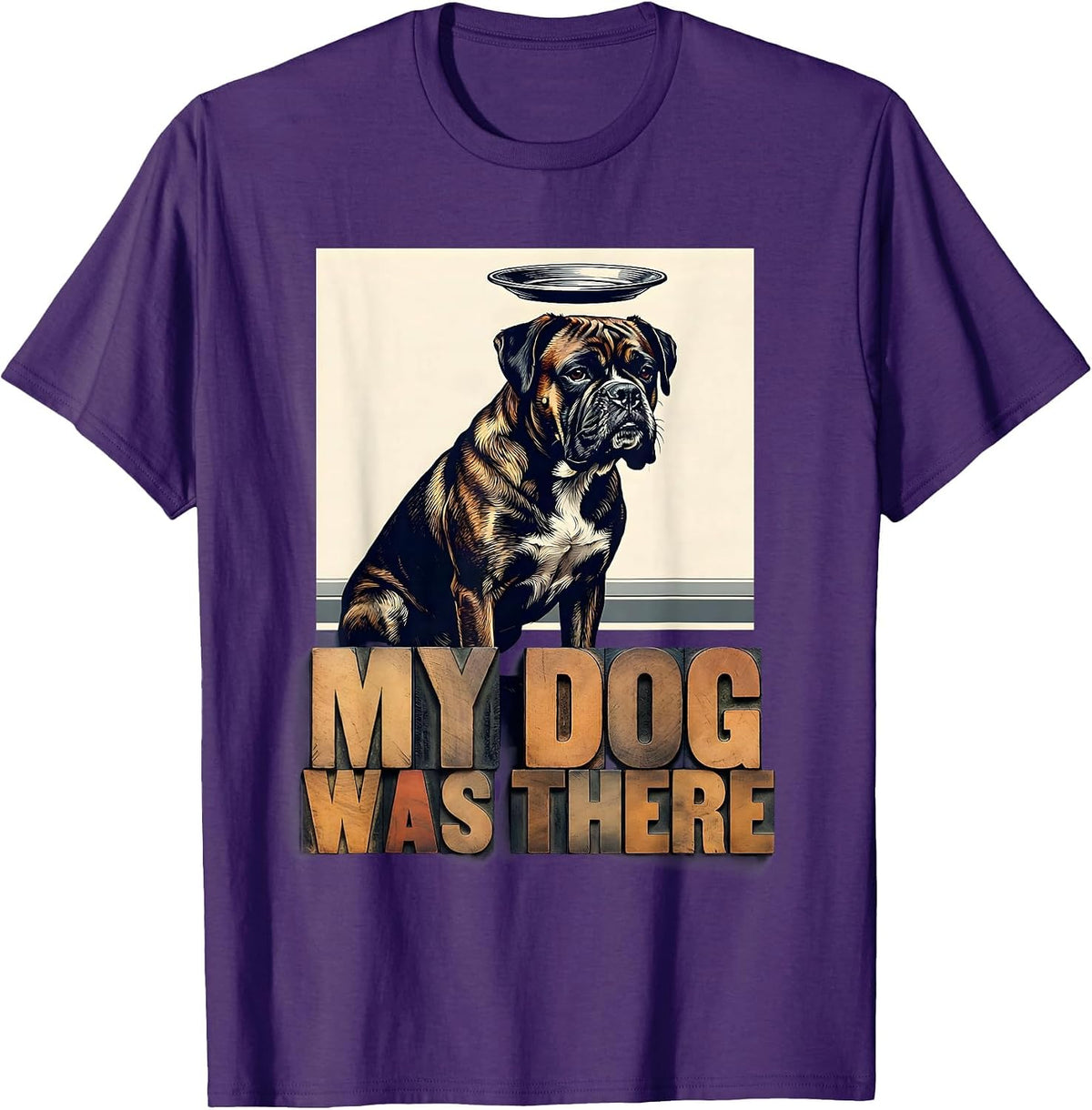 My Dog Was There Funny Boxer Dog Alien UFO Encounter Novelty T-Shirt - Purple
