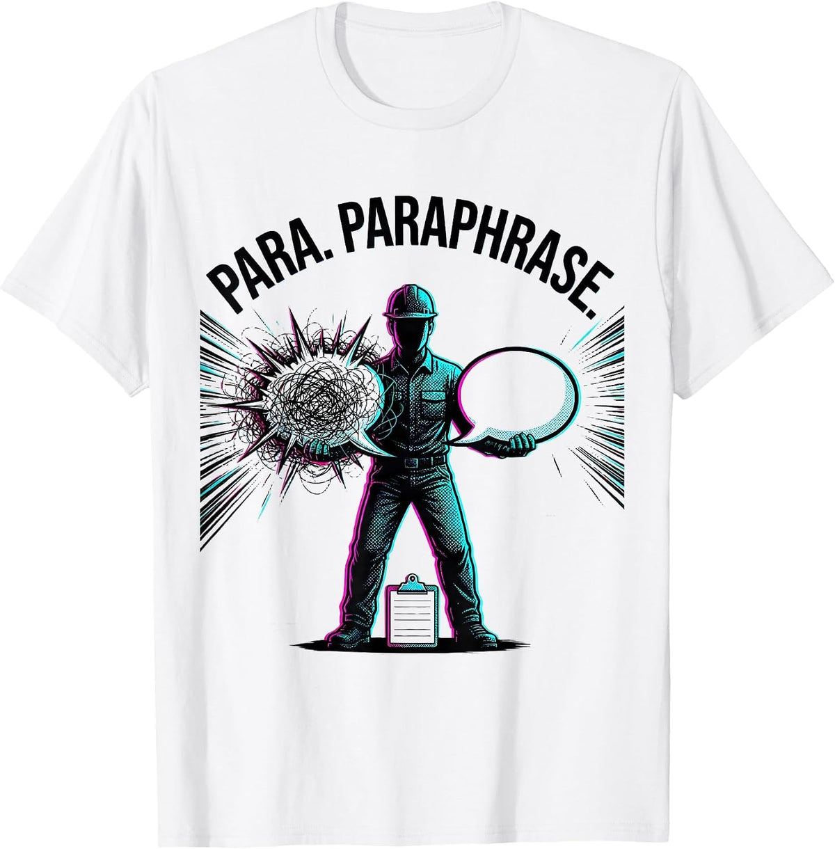 Men's Para Paraphrase Bold Pop Art Funny Paraprofessional Support T-Shirt - White