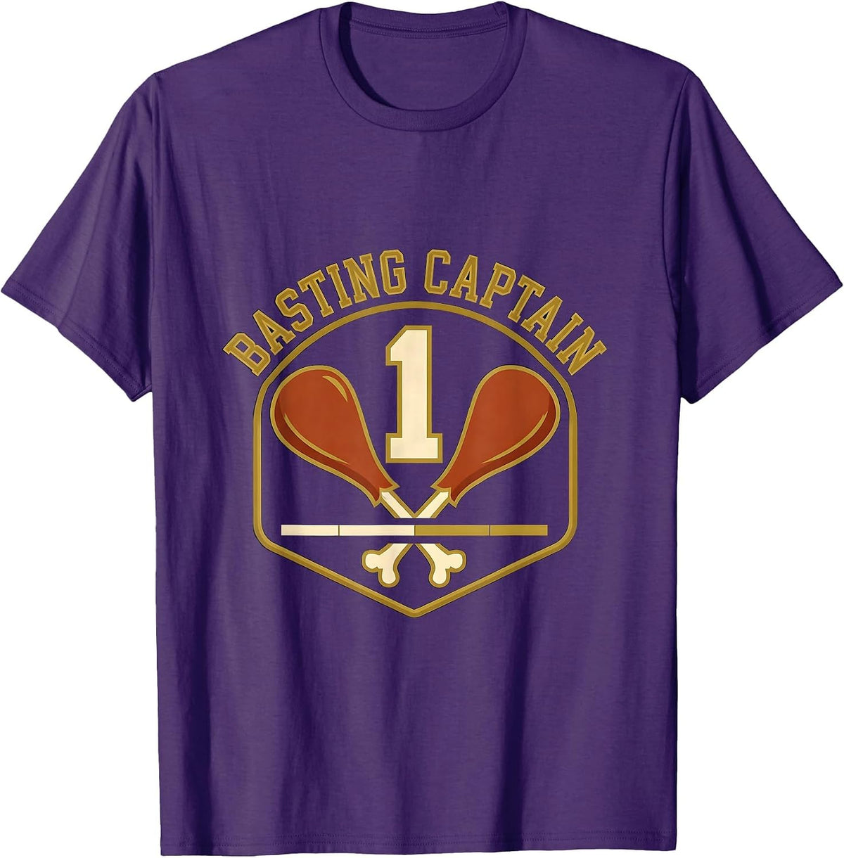 Men's Basting Captain Sports Funny Thanksgiving Turkey Family T-Shirt - Purple