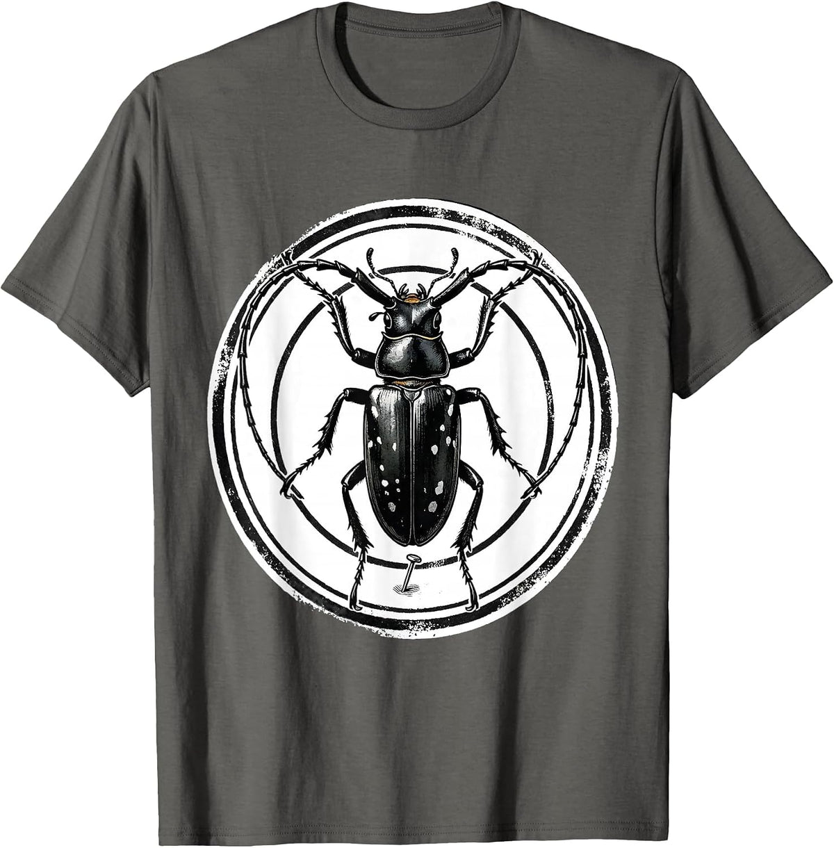 Men's Longhorn Beetle Bug Collector Entomologist Humor T-Shirt - Asphalt Grey