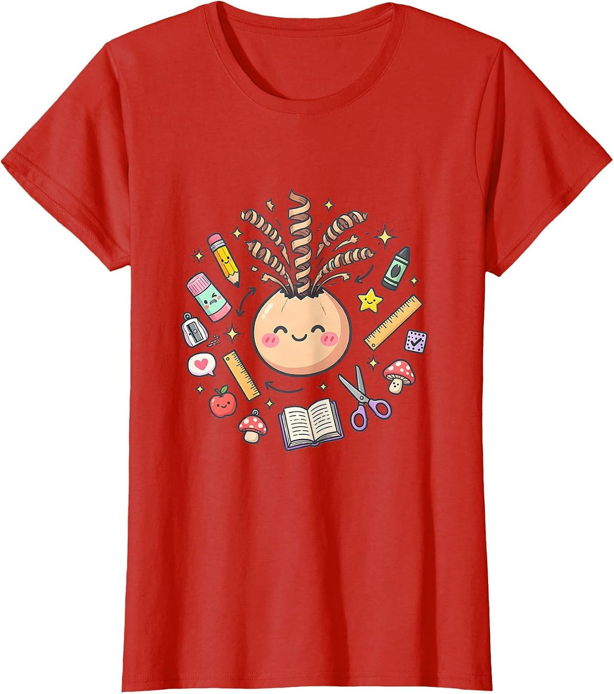 Women's Kindergarten Teacher Pencil Sharpener Art T-Shirt - Red