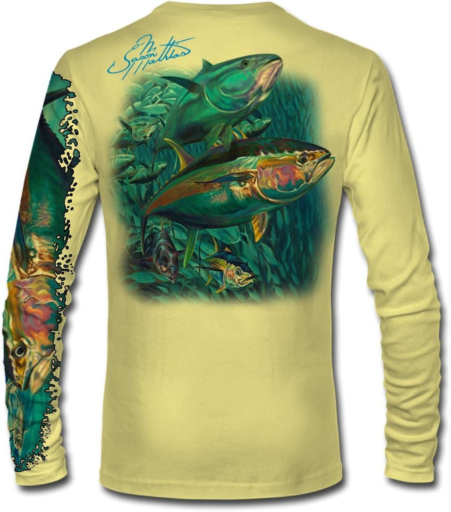 Yellowfin Tuna UPF 50+ Long Sleeve High Performance Fishing Shirt - Pale Yellow