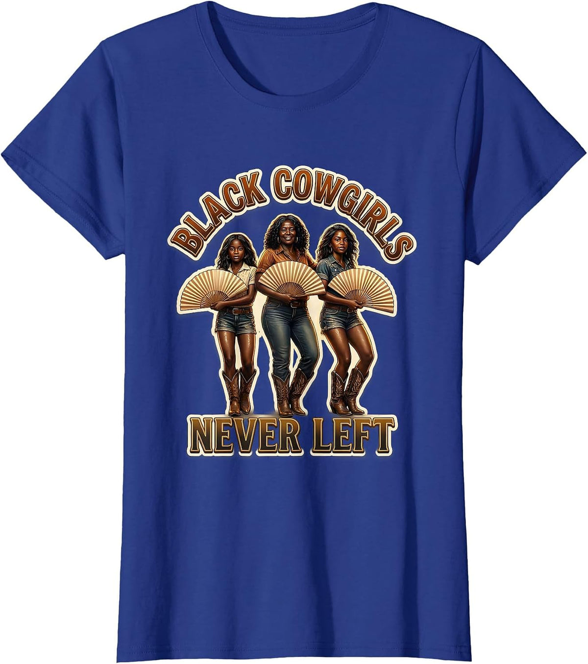 Women's Black Cowgirls Never Left Funny Line Dance Cowgirl Women T-Shirt - Royal Blue