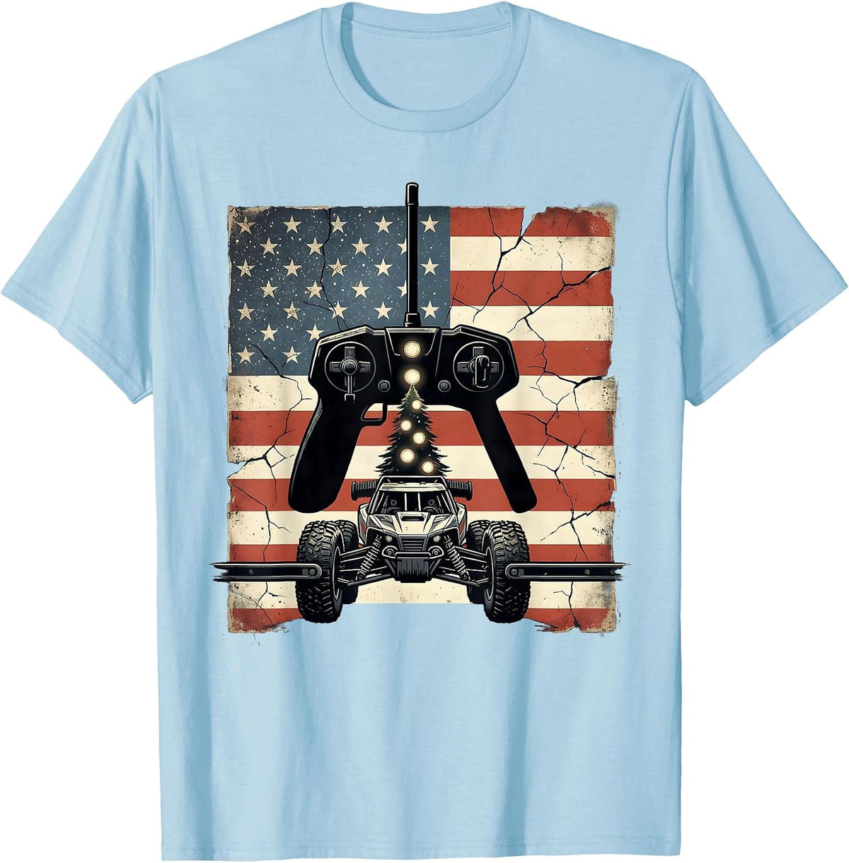 Men's RC Transmitter Buggy Patriotic Drag Racing Gift T-Shirt - Baby Blue