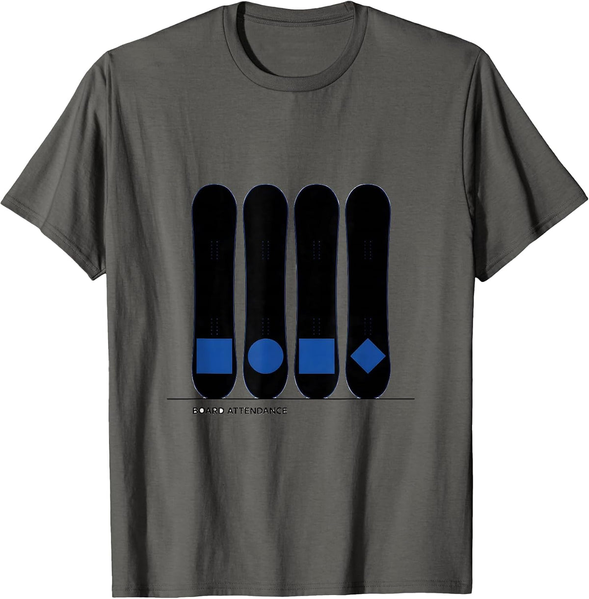 Board Attendance Minimalist Snowboarder Ski Lover Gift T-Shirt - Asphalt Grey