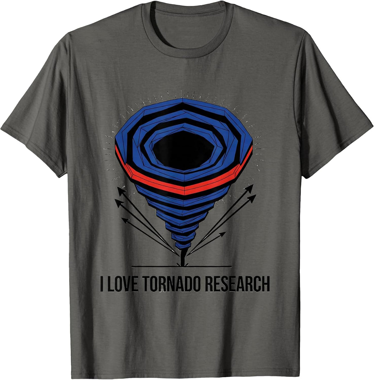 Men's I Love Tornado Research Geometric Storm Chaser Meteorology T-Shirt - Asphalt Grey