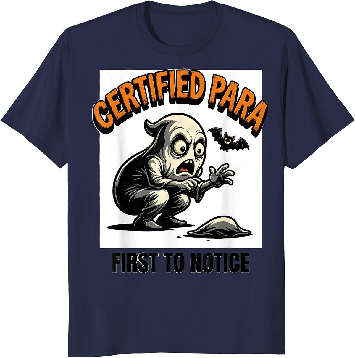 Men's Certified Para, First To Notice Funny Ghost Paraprofessional T-Shirt - Navy Blue