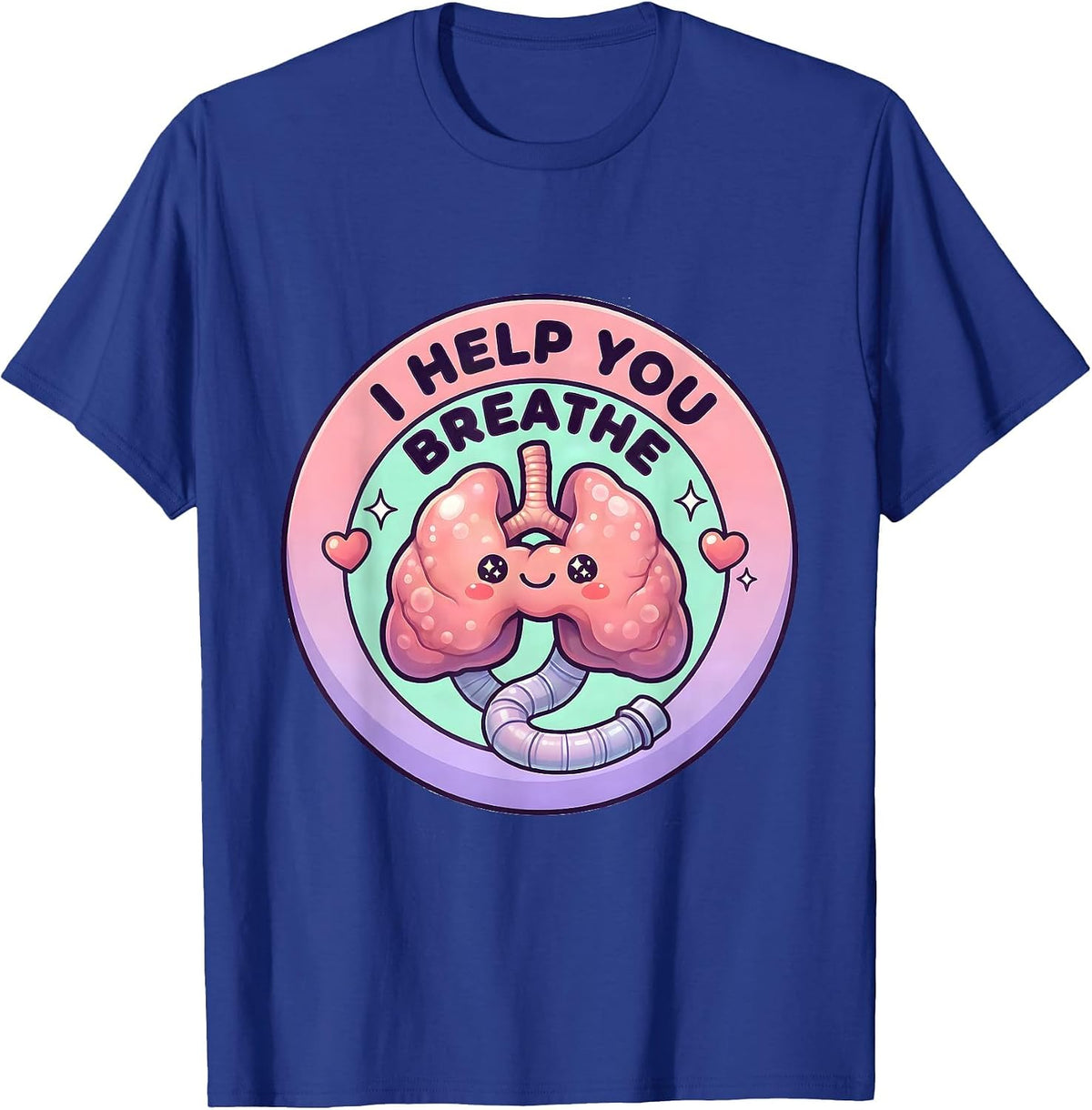 Men's I Help You Breathe Cute Kawaii Respiratory Therapist RT T-Shirt - Royal Blue