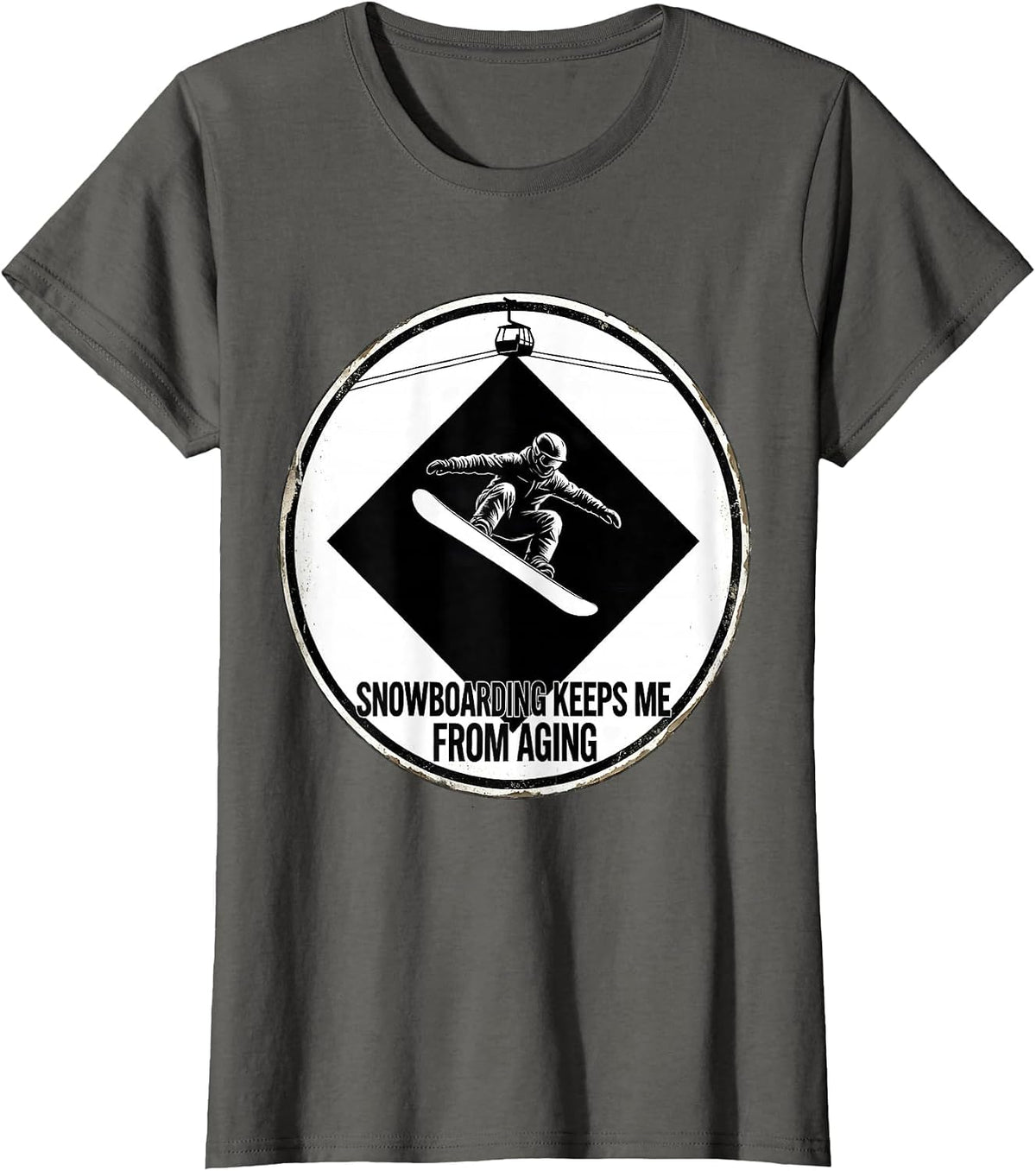 Women's Snowboarding Keeps Me From Aging Vintage Nostalgic T-Shirt - Asphalt Grey