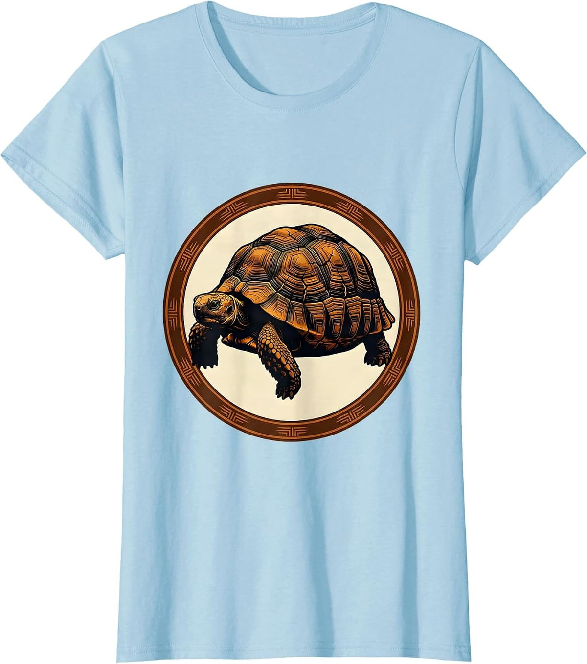 Women's Desert Tortoise Cracked Saddle Shell Western Art T-Shirt - Baby Blue
