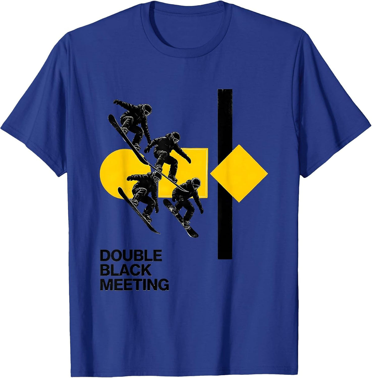 Double Black Meeting Stencil Graphic Snowboarder Ski Dad T-Shirt - Royal Blue