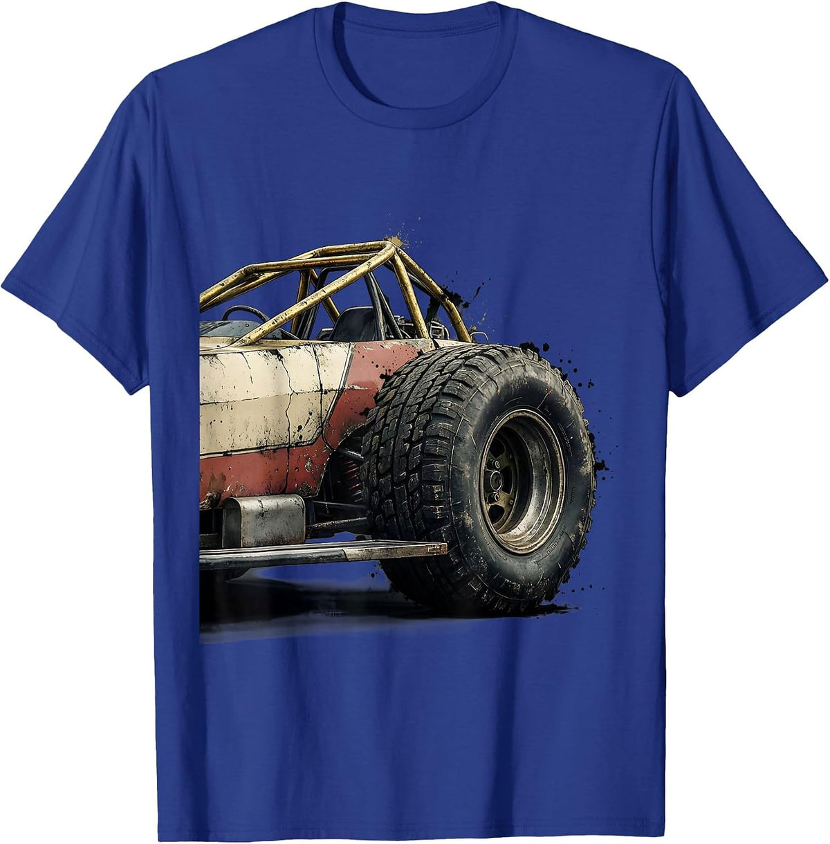 Men's Dirt Track Sprint Car Racing Fan Distressed T-Shirt - Royal Blue