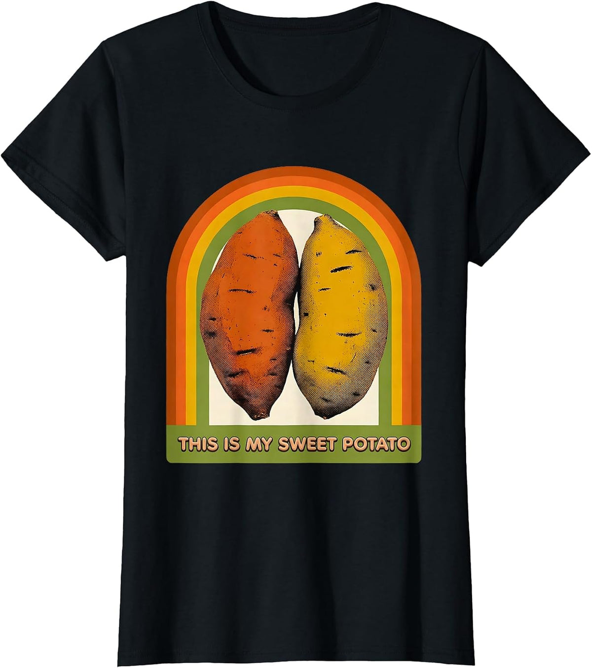 Women's This Is My Sweet Potato Retro 70s Couples Thanksgiving T-Shirt - Black