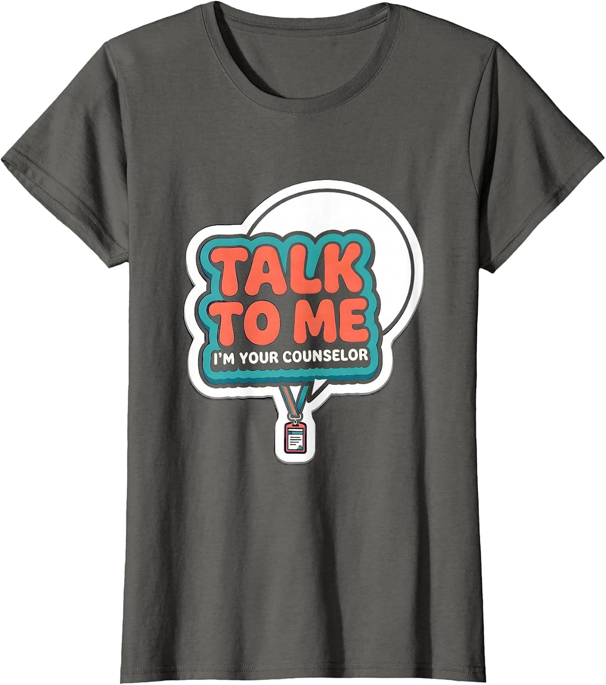 Women's Talk To Me, I’m Your Counselor Groovy Retro School Counselor T-Shirt - Asphalt Grey