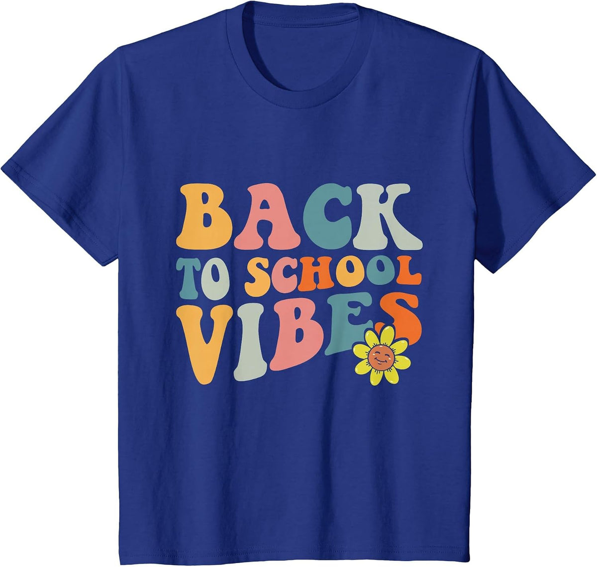 Back to School Vibes Retro Groovy Kids Students Teachers T-Shirt - Royal Blue