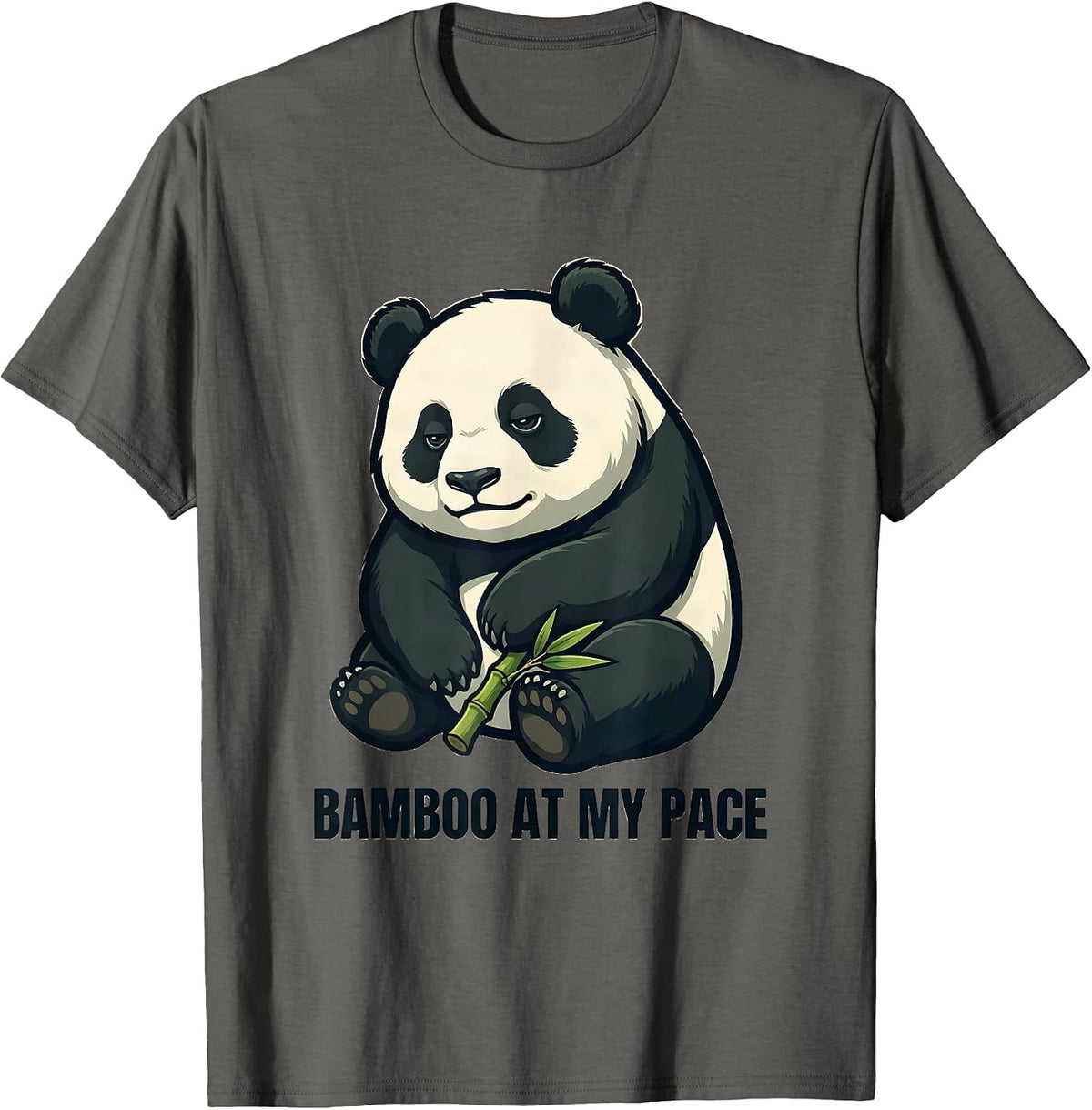 Men's Bamboo At My Pace Cute Chibi Panda Humor Animal Lover Gift T-Shirt - Asphalt Grey