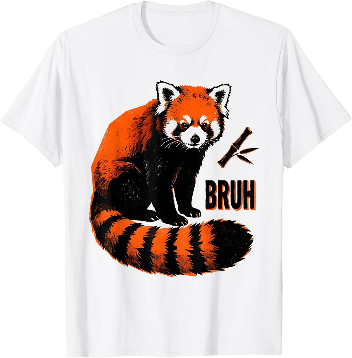 Men's Bruh Oversized Rust-Red Panda Stencil Graphic Novelty Animal T-Shirt - White