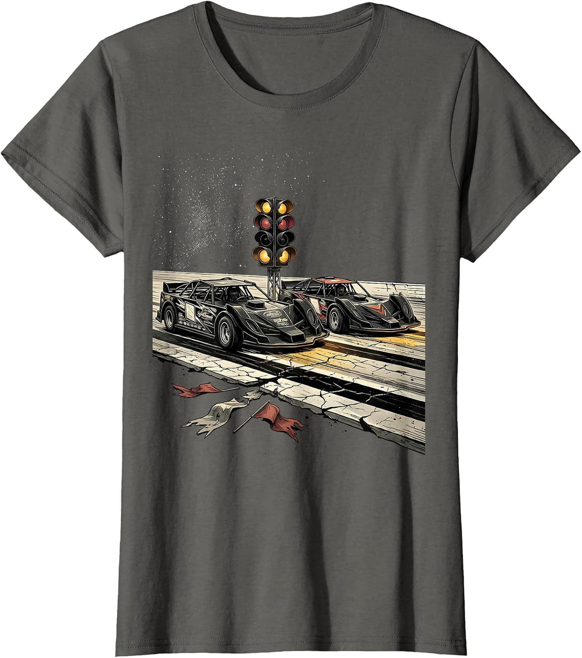 Women's Sprint Cars Patriotic RC Racer American Flag Hobbyist T-Shirt - Asphalt Grey