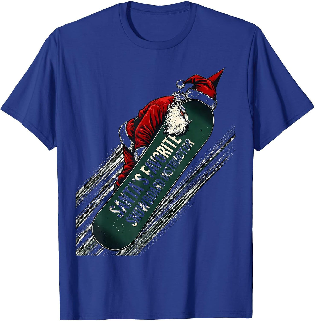 Men's Santa's Favorite Snowboard Instructor Funny Snowboarder T-Shirt - Royal Blue