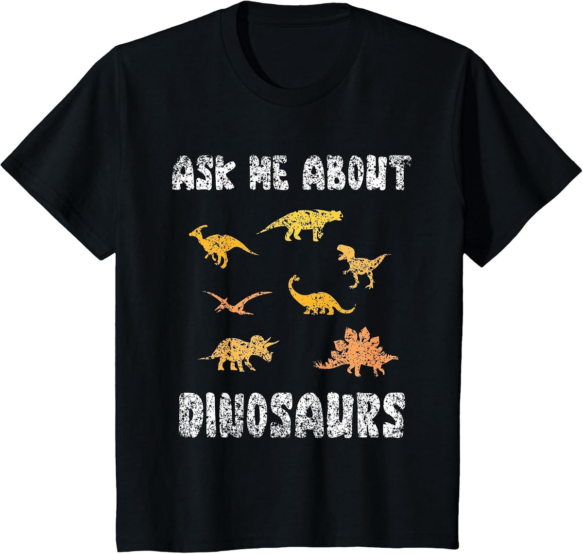 Ask Me About Dinosaurs Cute Lover Kids Dinosaur T-Shirt - Black