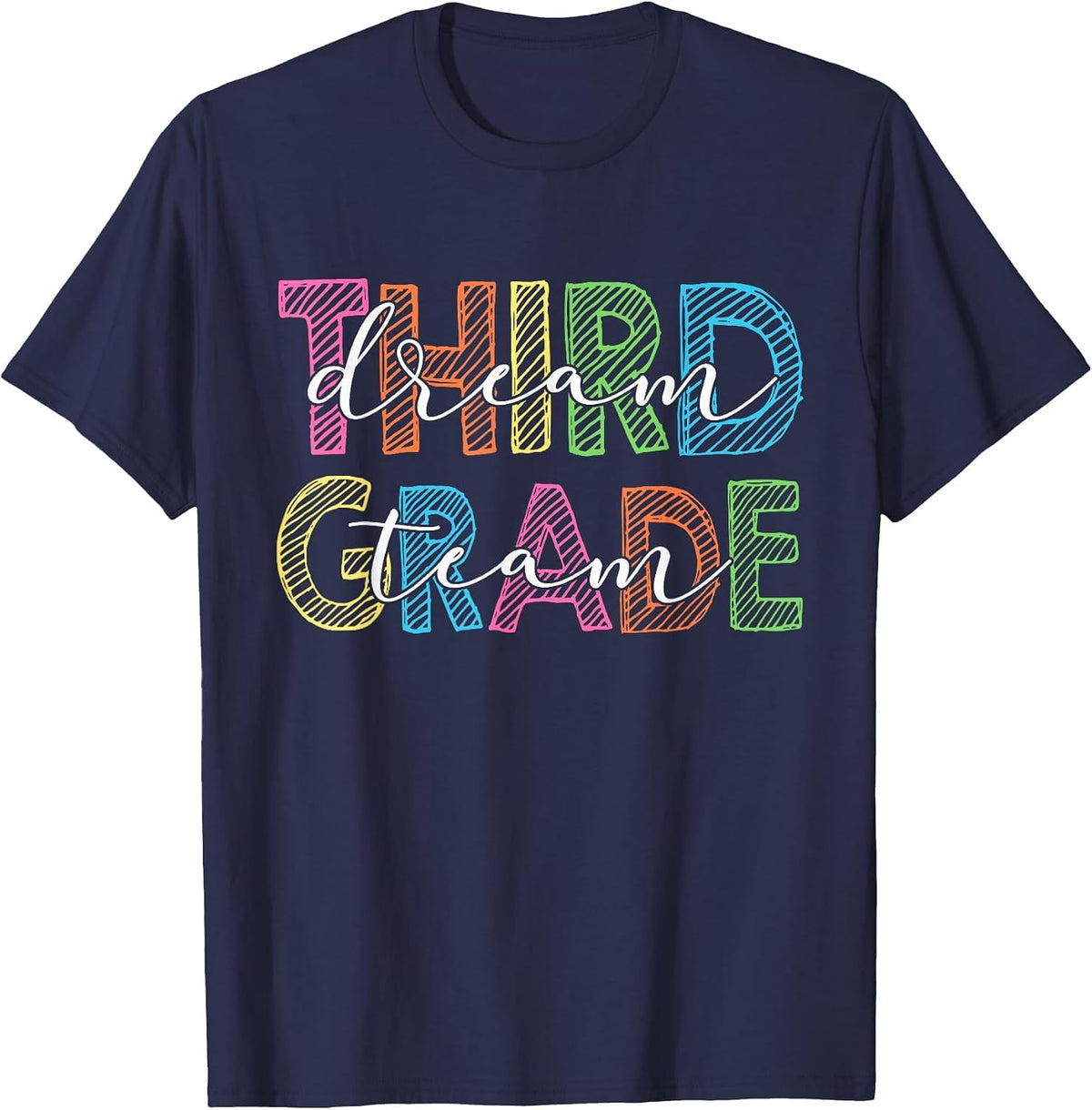 Back to School Third 3rd Grade Dream Team Teacher Kids T-Shirt - Navy Blue