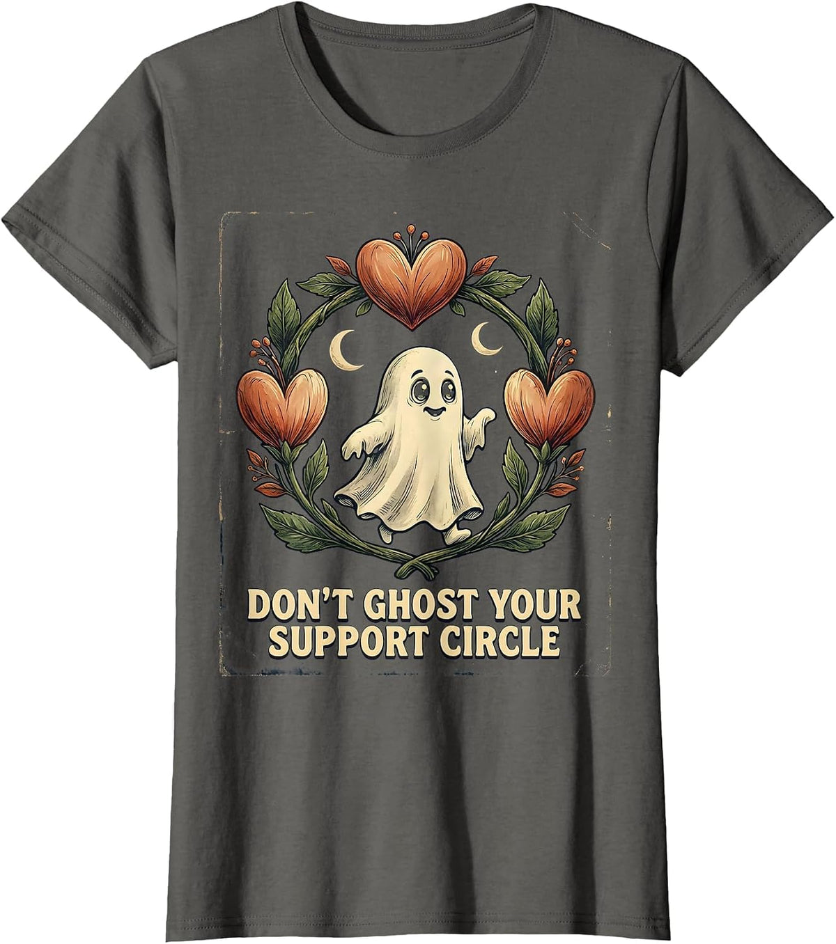 Women's Don't Ghost Your Support Circle Vintage Mental Health T-Shirt - Asphalt Grey