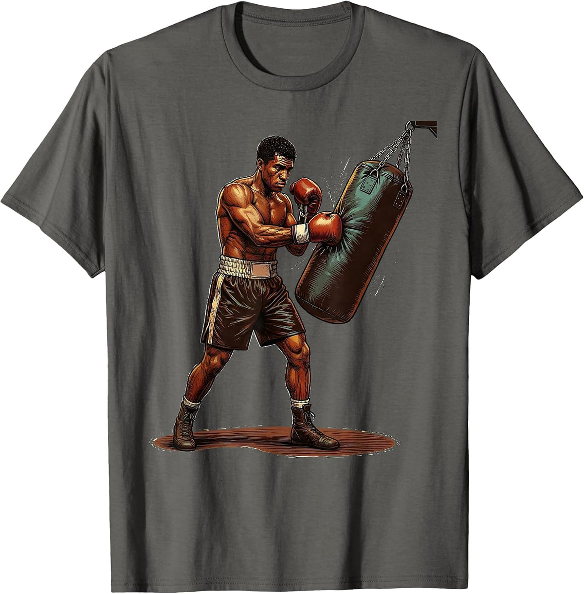 Boxer Resting Heavy Bag Vintage Gym Humor T-Shirt - Asphalt Grey