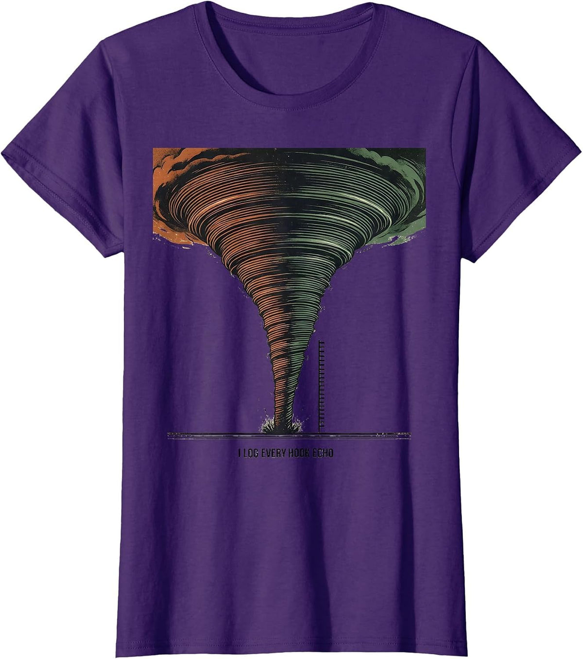 Women's I Log Every Hook Echo Vintage Storm Chaser Tornado T-Shirt - Purple