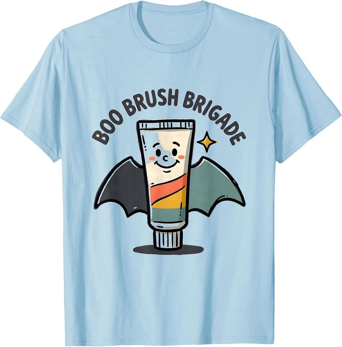 Men's Boo Brush Brigade Funny Dental Hygienist Halloween Costume T-Shirt - Baby Blue