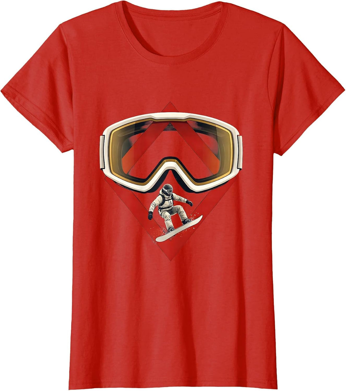 Ski Goggle Double Diamond Snowboard Dad Humor T-Shirt - Red