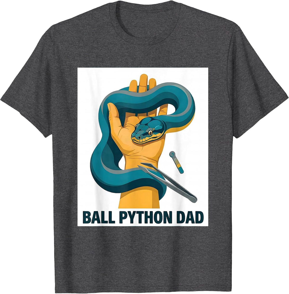 Ball Python Dad Funny Reptile Keeper Snake Lover Humor T-Shirt - Dark Heather Grey