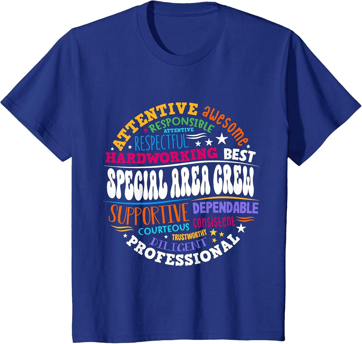 Funny Back to School Teacher Appreciation Special Area Crew T-Shirt - Royal Blue