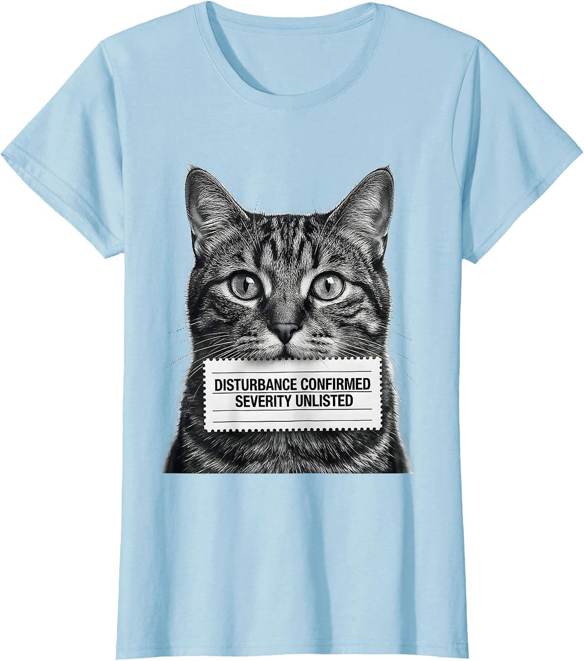 Disturbance Confirmed, Severity Unlisted Funny Cat Meme T-Shirt - Baby Blue