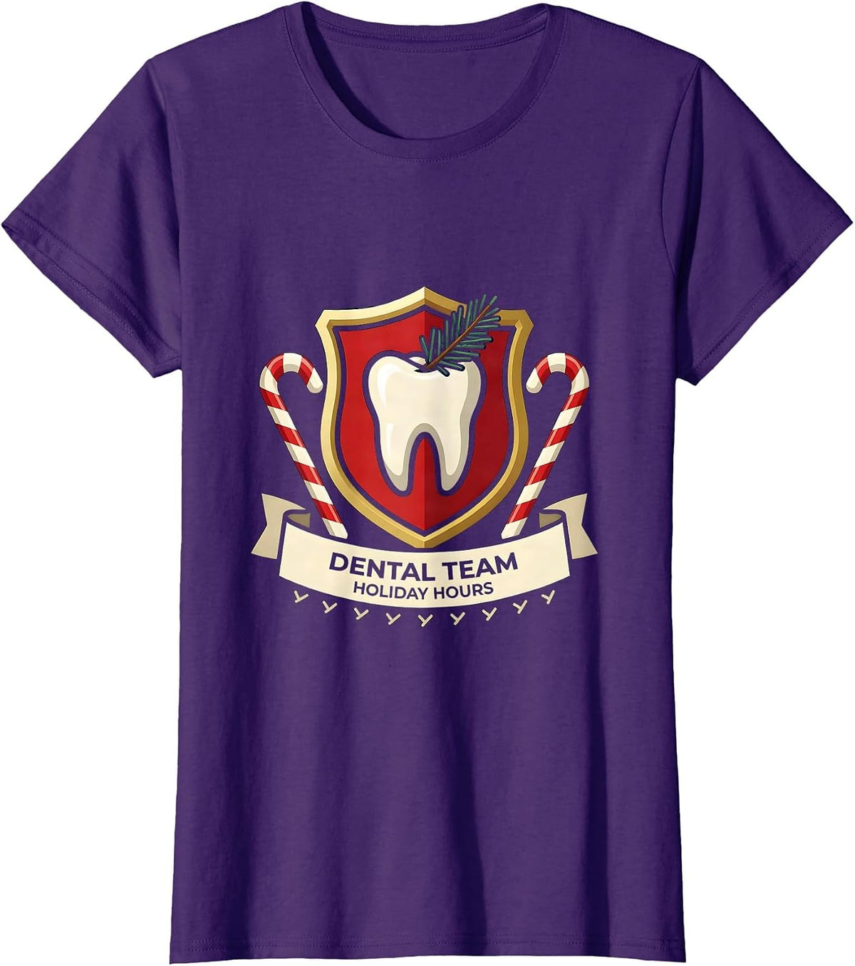 Women's Dental Team Holiday Hours Funny Dentist Christmas Dental T-Shirt - Purple