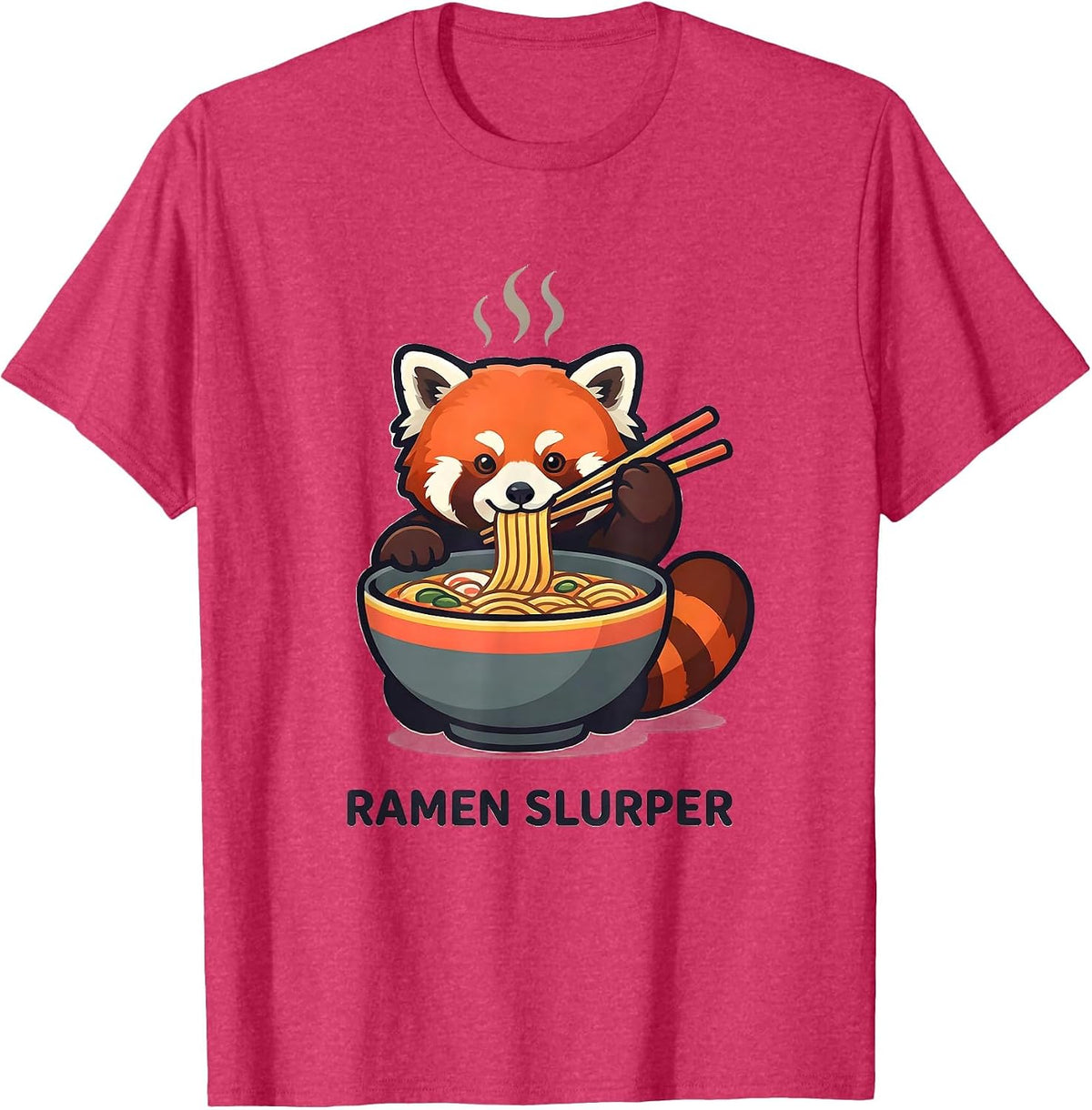 Men's Ramen Slurper Cute Red Panda Kawaii Anime Animal Food Lover T-Shirt - Red Heather