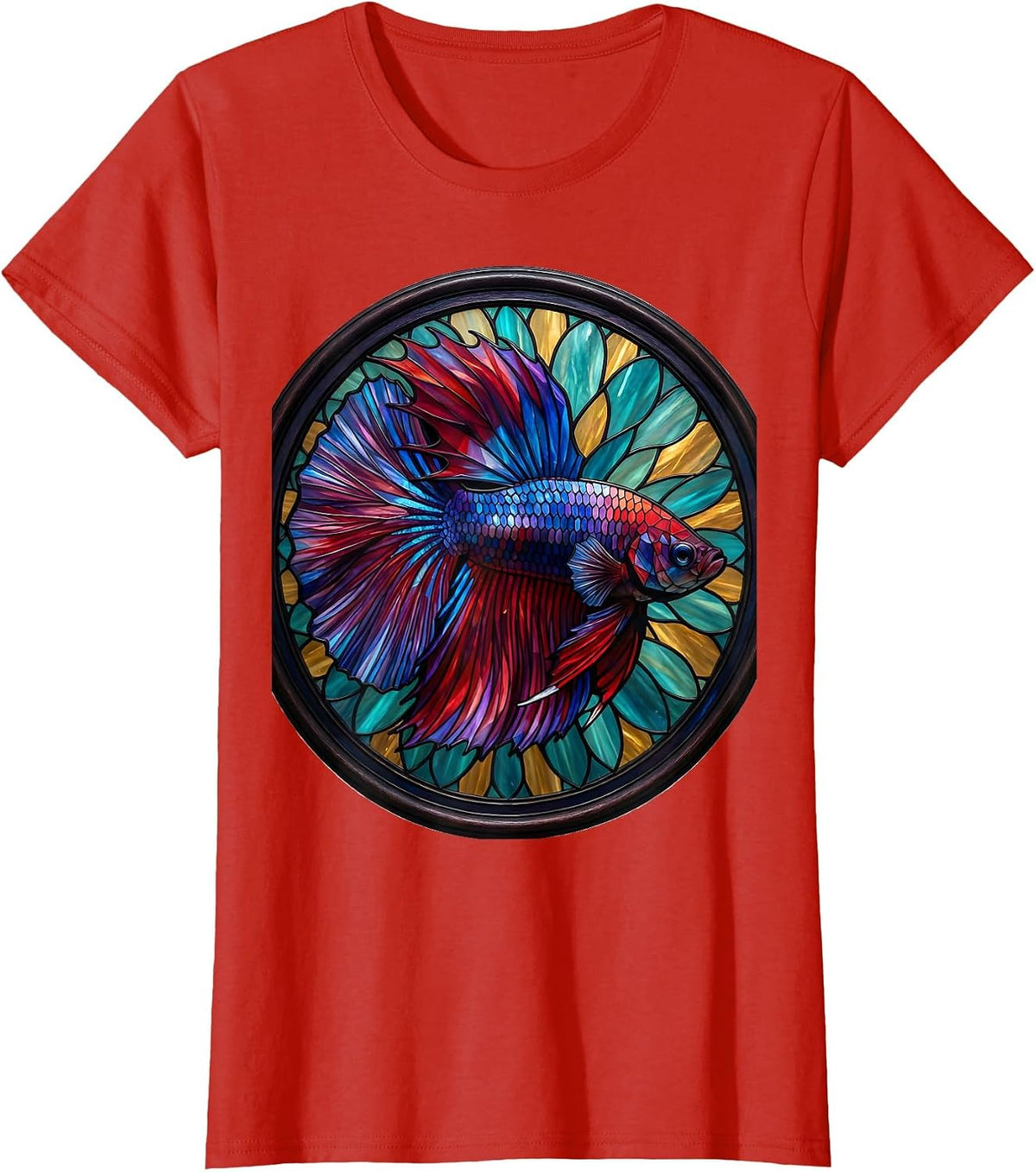Betta Fish Ornate Flowing Fins Illustration T-Shirt - Red