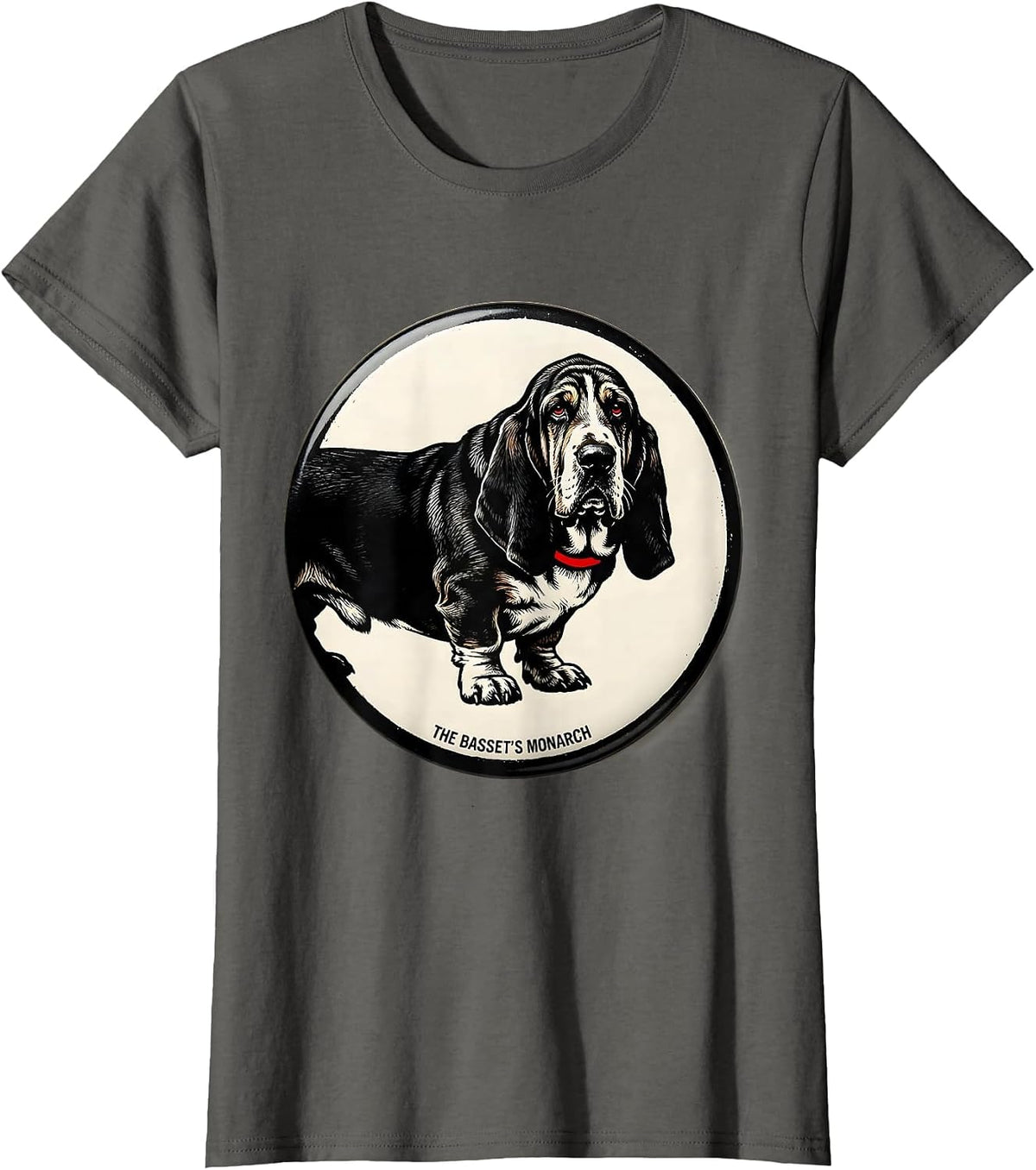 Women's The Basset's Monarch Funny Basset Hound Dog Owner Gift T-Shirt - Asphalt Grey