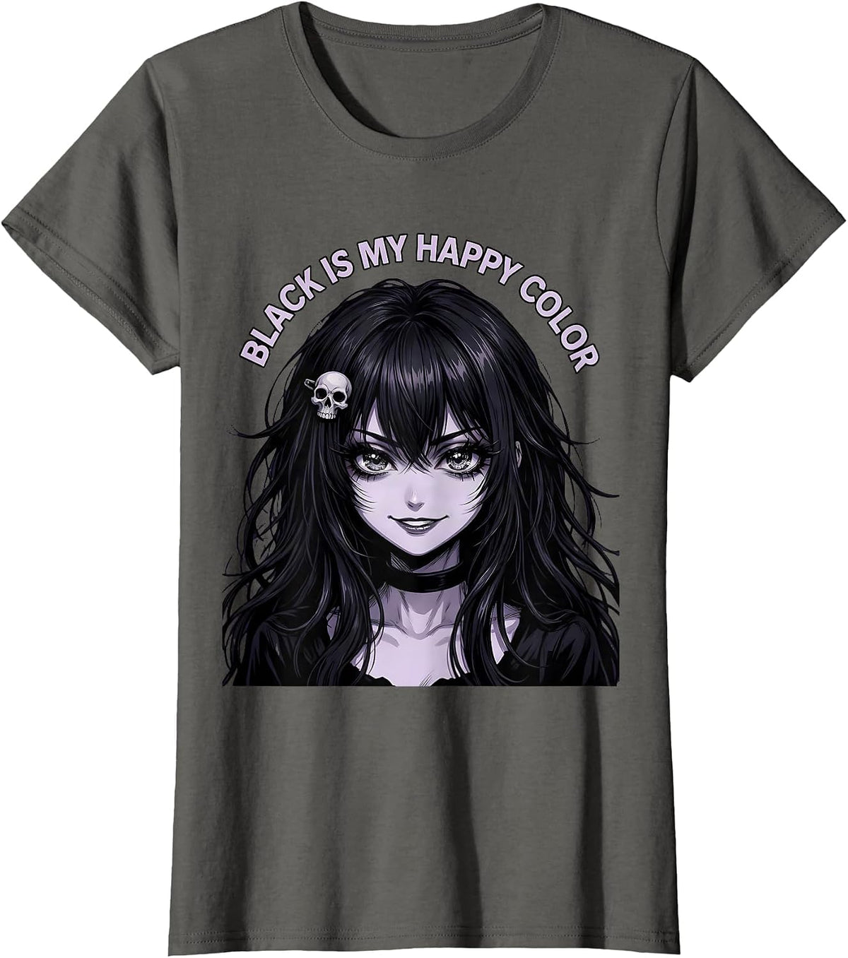 Women's Black Is My Happy Color Goth Dark Aesthetic Design T-Shirt - Asphalt Grey
