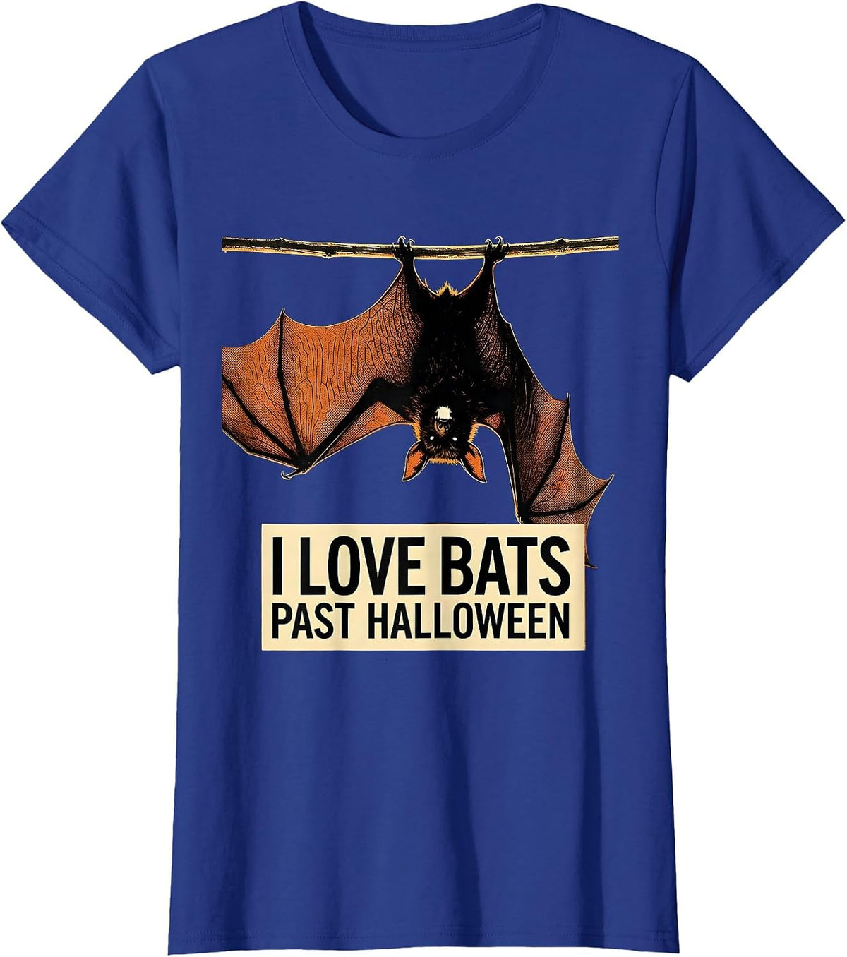 Women's I Love Bats Past Halloween Vintage Bat Lover Halloween Humor T-Shirt - Royal Blue