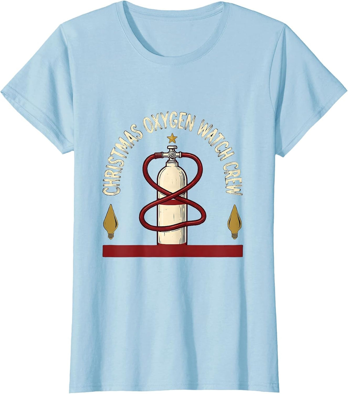 Christmas Oxygen Watch Crew Funny Respiratory Therapist RT T-Shirt - Baby Blue