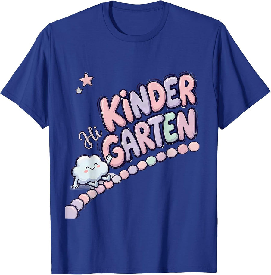 Hi Kindergarten Cute Kawaii Back to School Teacher Kids T-Shirt - Royal Blue