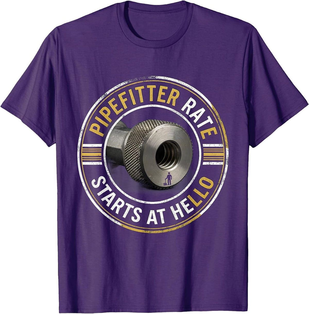 Men's Pipefitter Rate Starts At Hello Funny Sarcastic Plumbing T-Shirt - Purple