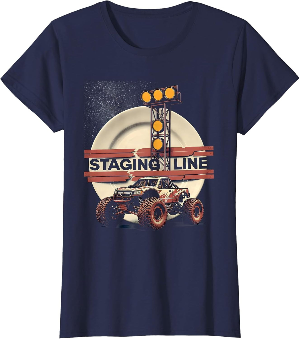 Women's Staging Line Patriotic RC Racing Drag Strip Hobbyist Gift T-Shirt - Navy Blue
